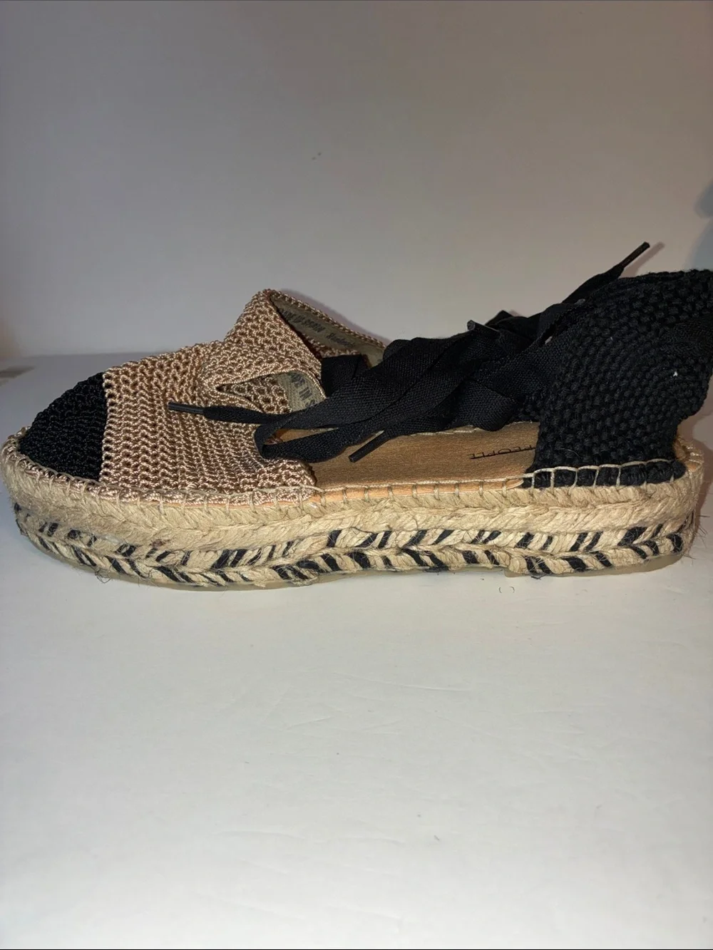 Free People, Island Time Espadrilles, Size EU 39/ US 8.5, Black & Beige